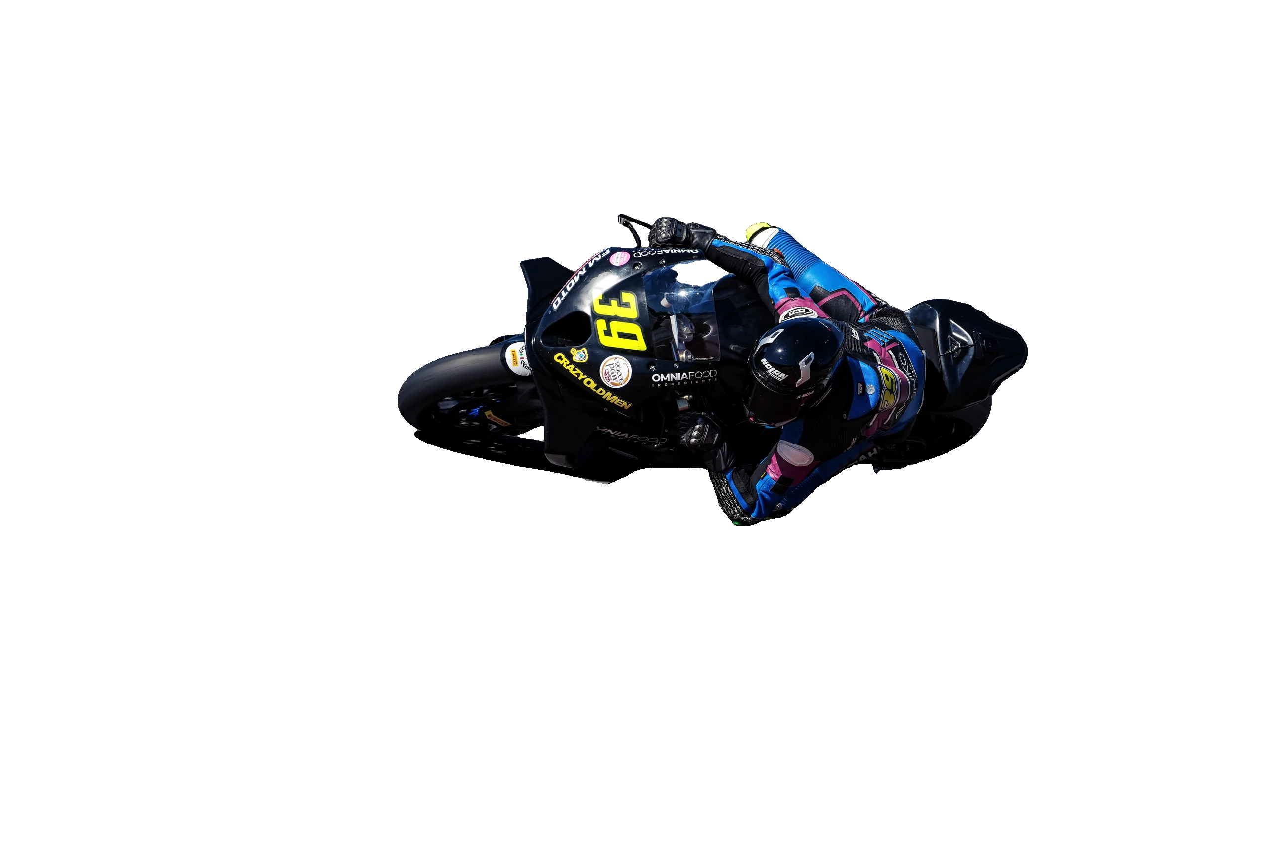 Andrea Bettin in piega con la moto numero 39